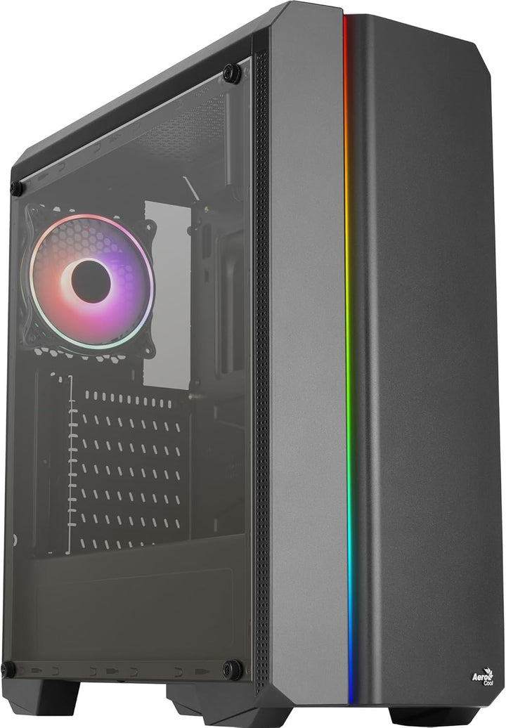 Aerocool GENESISV2BK, PC ATX Gehäuse, Front LED ARGB, ARGB 12cm Lüfter, Schwarz Schwarz GENESISV2BK