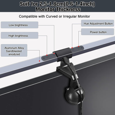 Anpro Monitor Lampe, Computer Monitor Light Bar mit Touchscreen, 3 Farbtemperaturen, stufenlose Eins