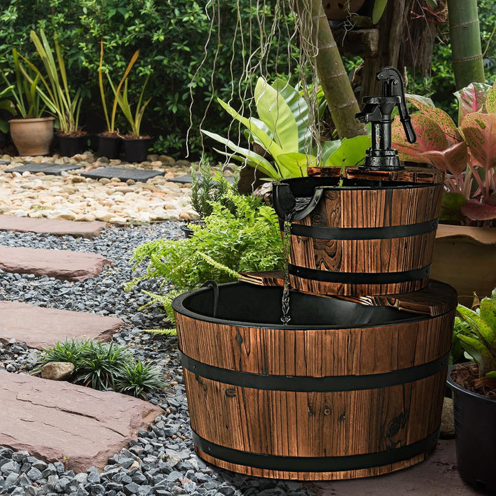 SOARS Gartenbrunnen 2-stufig, Springbrunnen mit Wasserpumpe & einstellbarem Wasserdurchfluss, Wasser