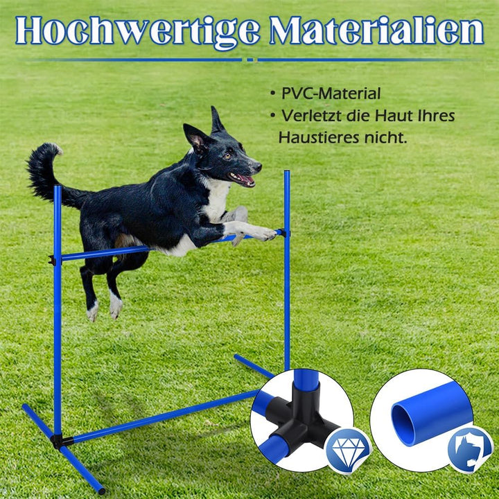 NAIZY 4-er Agility Hürdenset PVC Slalom Haustier höhenverstellbar Trainingsstangen Sprungstangen-Set