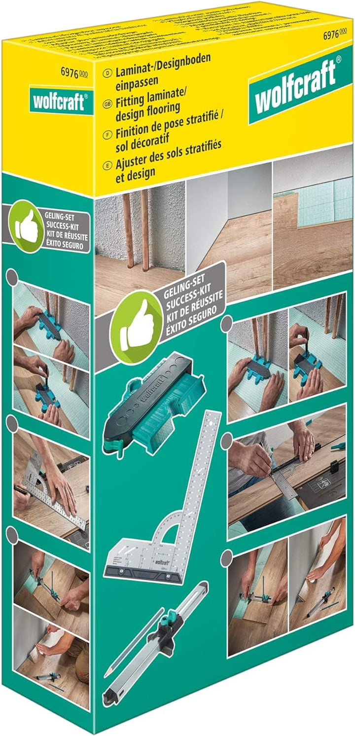 wolfcraft I Geling Set Laminat- und Designboden einpassen I 6976000 I Komplettset aus Universalwinke
