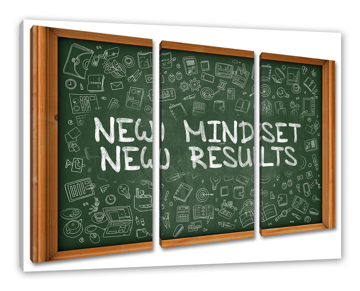 Mindset Motivatonals Leinwandbild 3 teilig | Grösse: 120x80 cm | Wandbild | Kunstdruck | fertig besp