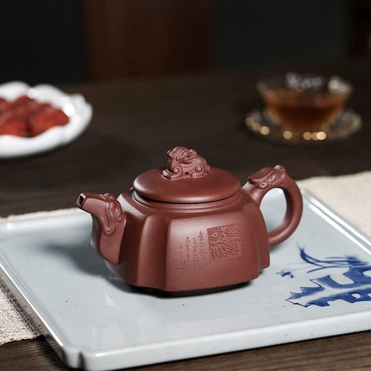 Teekanne, 300 ml, chinesischer Ton, Zisha, Zisha, Drachengriff, Löwendeckel, Gongfu, loser Tee