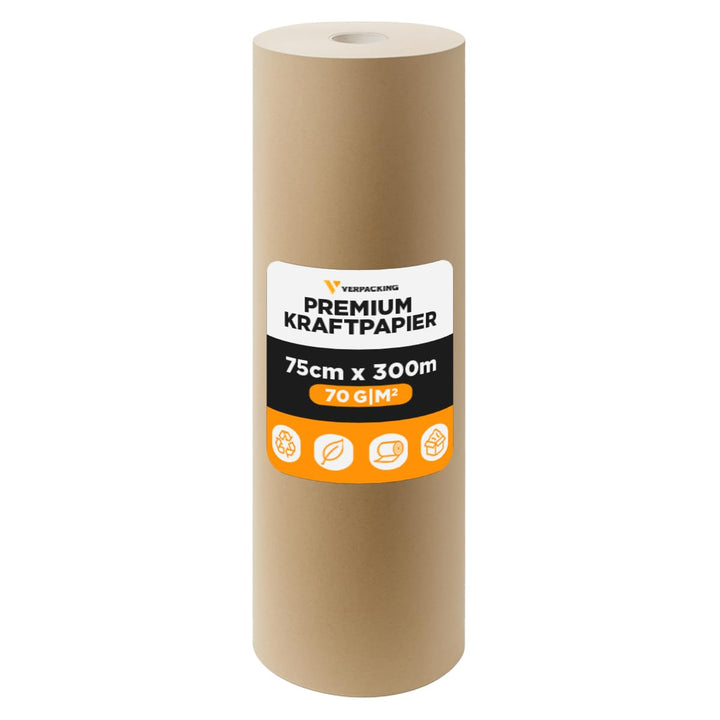 verpacking Kraftpapier 70g/m² Packpapier 75 cm x 300 m auf Rolle | braunes Papier | Geschenkpapier |