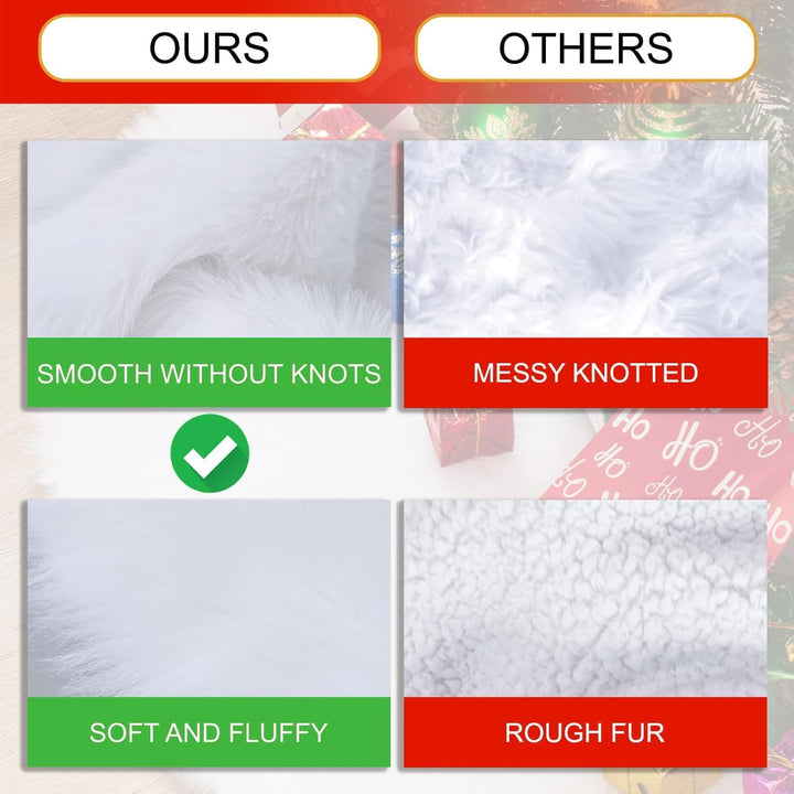 Weihnachtsbaum Decke,90cm Weihnachtsbaum Rock,Runde Form Christbaumständer Teppich,Weiss Plüsch Chri