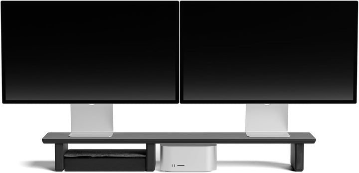 Schreibtischregal, Cockpit, Dual-Monitor-Setup-Ständer, schwarzes Holz, Schreibtisch-Organizer – sch