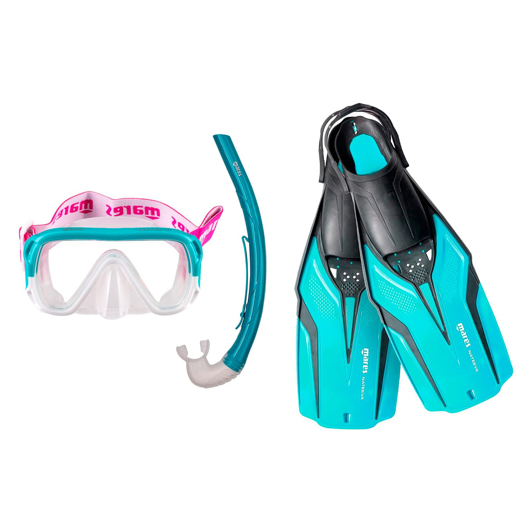 Mares Unisex-Youth Nateeva Keewee Jr Set Schnorchel XS Aqua, XS Aqua