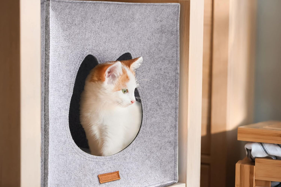 LuckySign Katzenhöhle Kallax Regal Katzenhaus mit Kissen Katzen Kuschelbett für 2 Katzen oder grosse