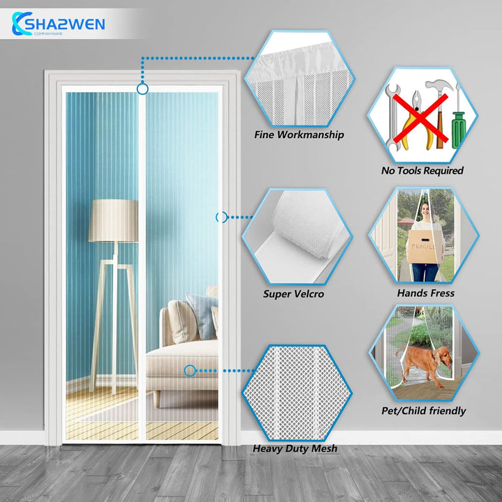 Fliegengitter Balkontür 180x220, SHA2WEN Fliegengitter Tür Weiss, Geniessen Sie den Sommer mit Ihrer