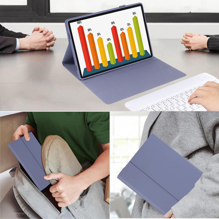 Tastatur mit Hülle für Lenovo Idea Tab Tablet 11", TPU Rückseite Hülle mit Magnetisch Abnehmbarer QW