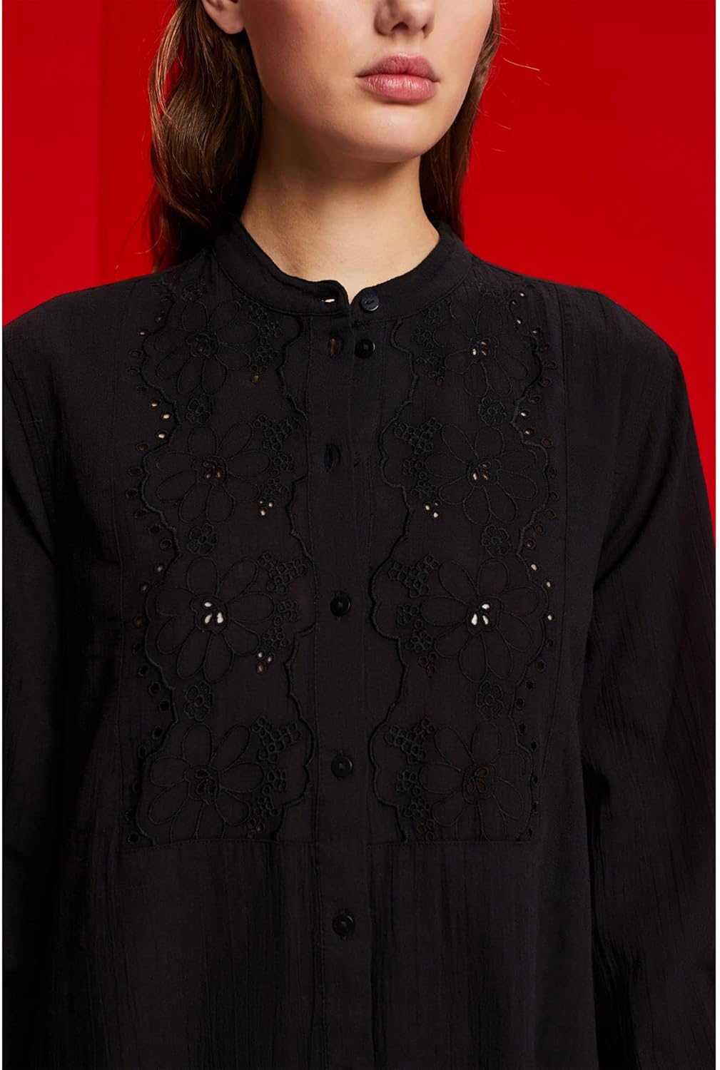 ESPRIT Besticktes Hemdblusenkleid