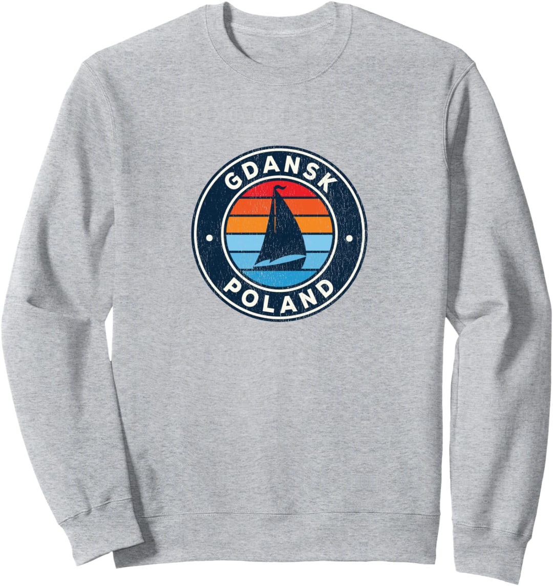 Gdansk Polen Vintage Segelboot Retro 70er Jahre Sweatshirt