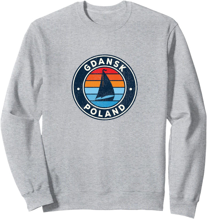Gdansk Polen Vintage Segelboot Retro 70er Jahre Sweatshirt