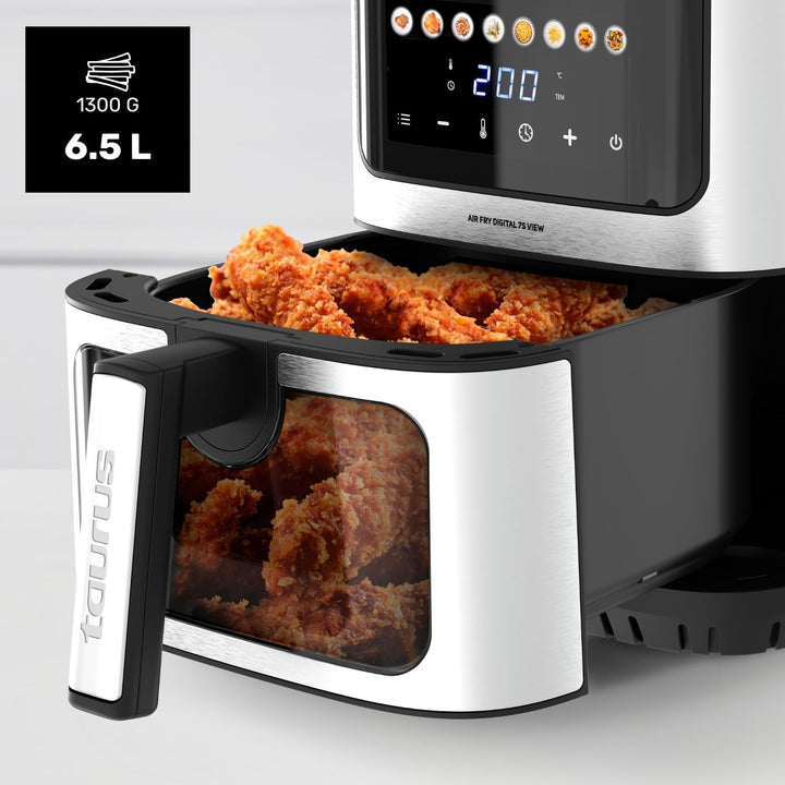 Taurus – Heissluftfritteuse Air Fry Digital 7S View, 1600W, 6,5L, 8 Programme, Touchscreen, Signalto