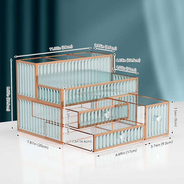 Youdepot Haar-Werkzeug-Organizer, Make-up-Organizer für Schminktisch, gehärtetes Glas, Haar-Organize