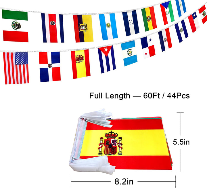 LoveVC 2 Set 22 Länder spanische Sprachflaggen Banner String für Klassenzimmer Lateinamerikanische L