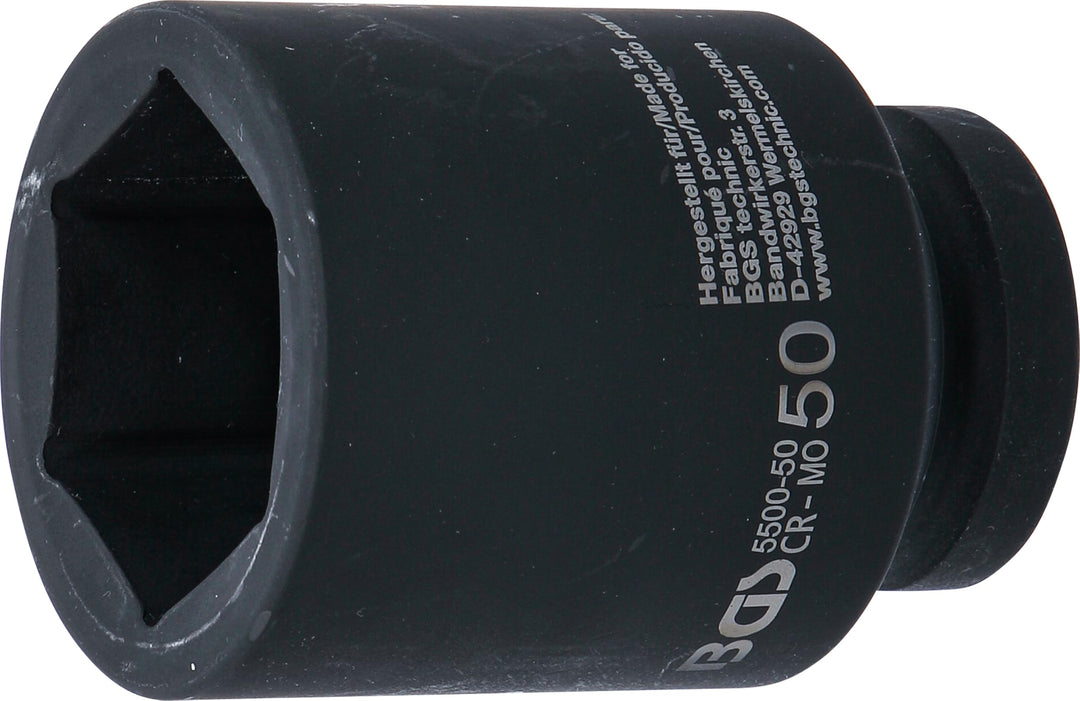 BGS 5500-50 | Kraft-Steckschlüssel-Einsatz Sechskant, tief | 25 mm (1") | SW 50 mm Schlüsselweite: 5