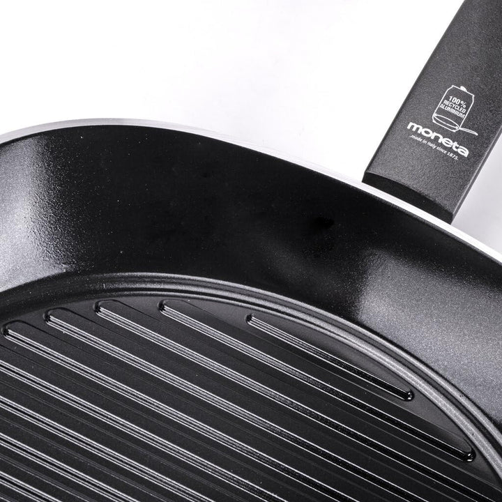 Moneta Innova Grillpfanne 28 x 28 cm, natürliche FineGres Beschichtung (kein PFAS), auch für Indukti