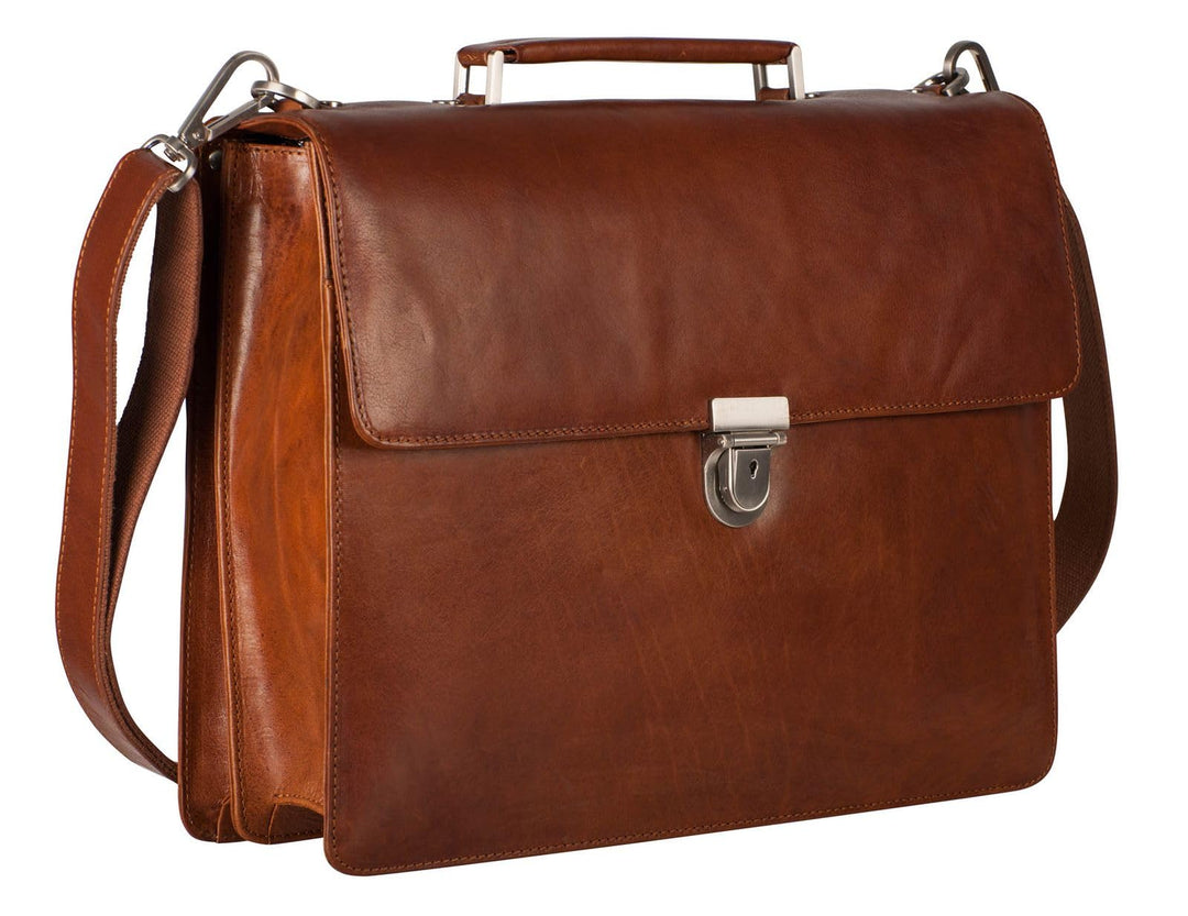 Leonhard Heyden Cambridge Aktentasche Leder 40 cm Laptopfach Cognac, Cognac