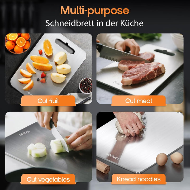 Titan Schneidebrett, Edelstahl Titanium Cutting Board, BPA-freies Doppelseitiges Lebensmittel Grade