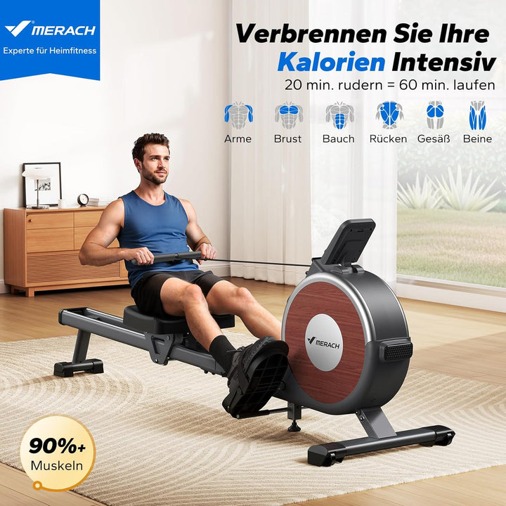 MERACH Rudergerät für Zuhause Q1S, Leises Magnetisches Rudergerät, 16 Widerstandsstufen, per App Ver