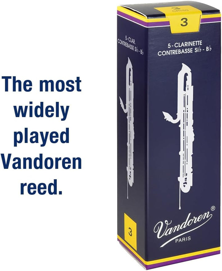Vandoren CR153 Traditional Kontrabass-Klarinetten Blätter, 5 Einheiten Stärke 3, Stärke 3