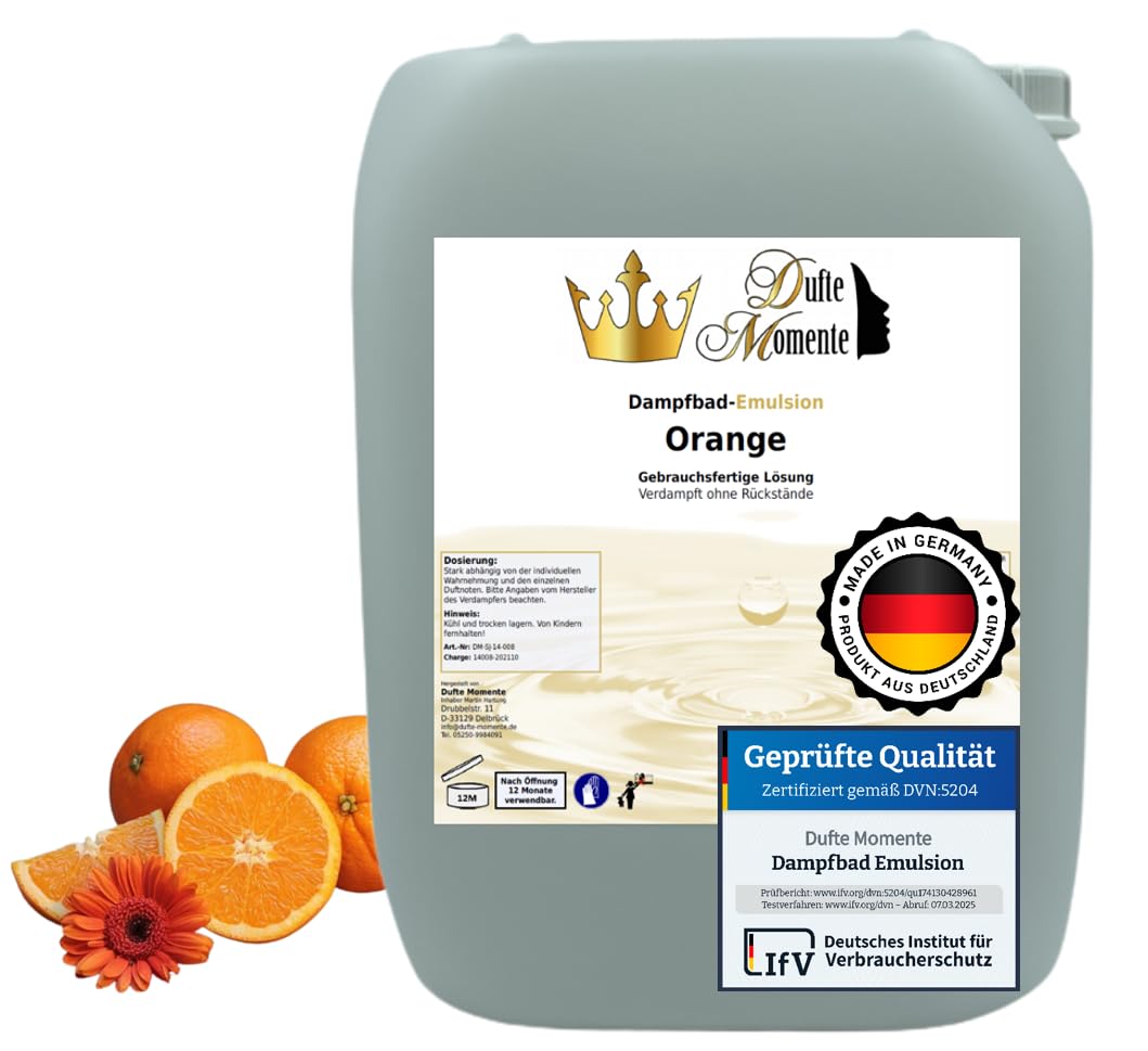 Dufte Momente | Dampfbad Emulsion 10 Liter Orange | geprüfte Qualität | mit naturreinen und natürlic