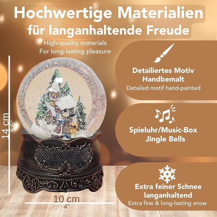 Weihnachts-Schneekugel mit Musik | Nostalgischer Weihnachtsspaziergang | Sockel Nostalgie Kupfer ant