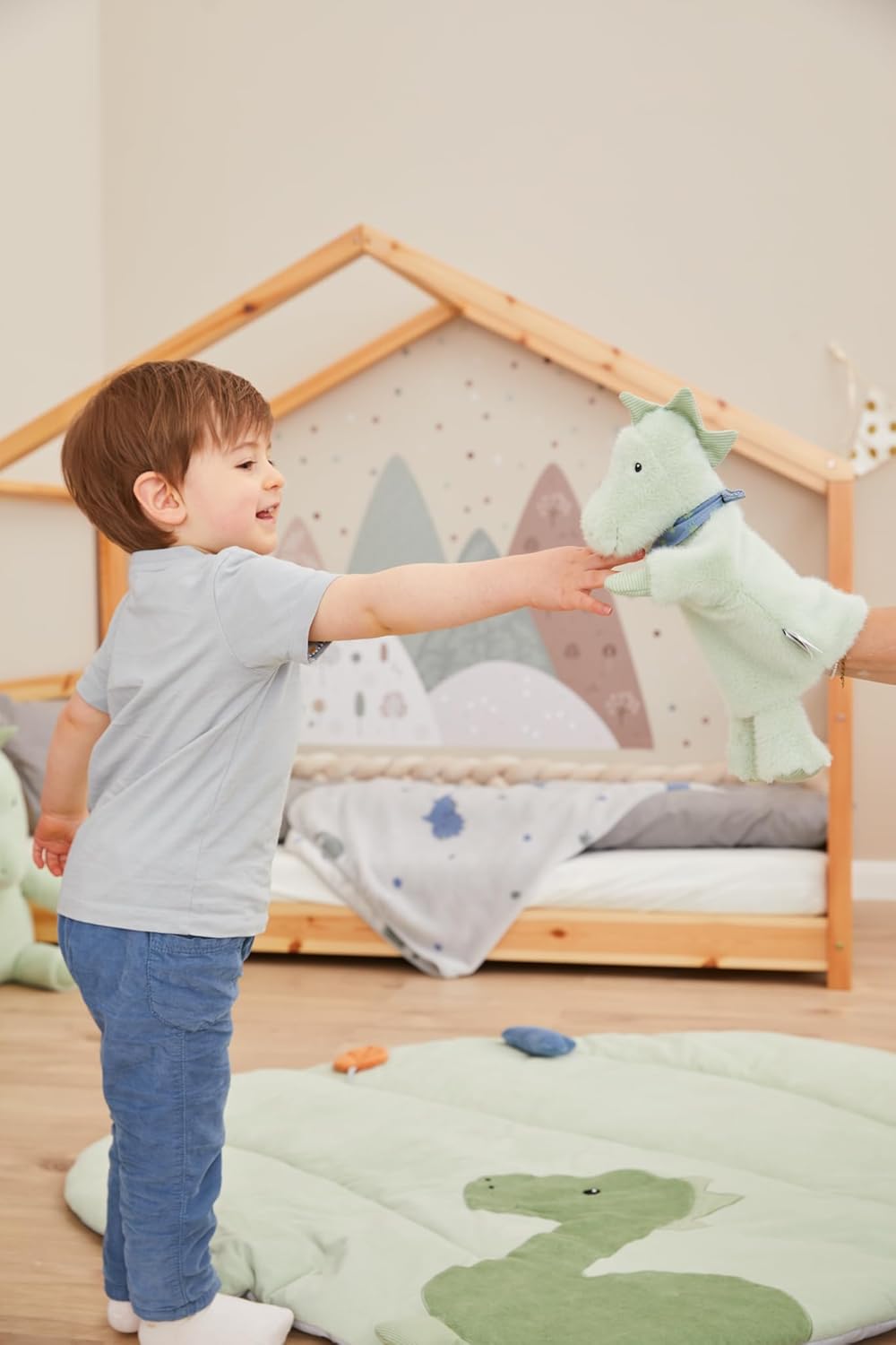 Sterntaler Handpuppe Dino Rexi - weiches Kinder Spielzeug zum Puppentheater, Erzählen, Kuscheln & Sp
