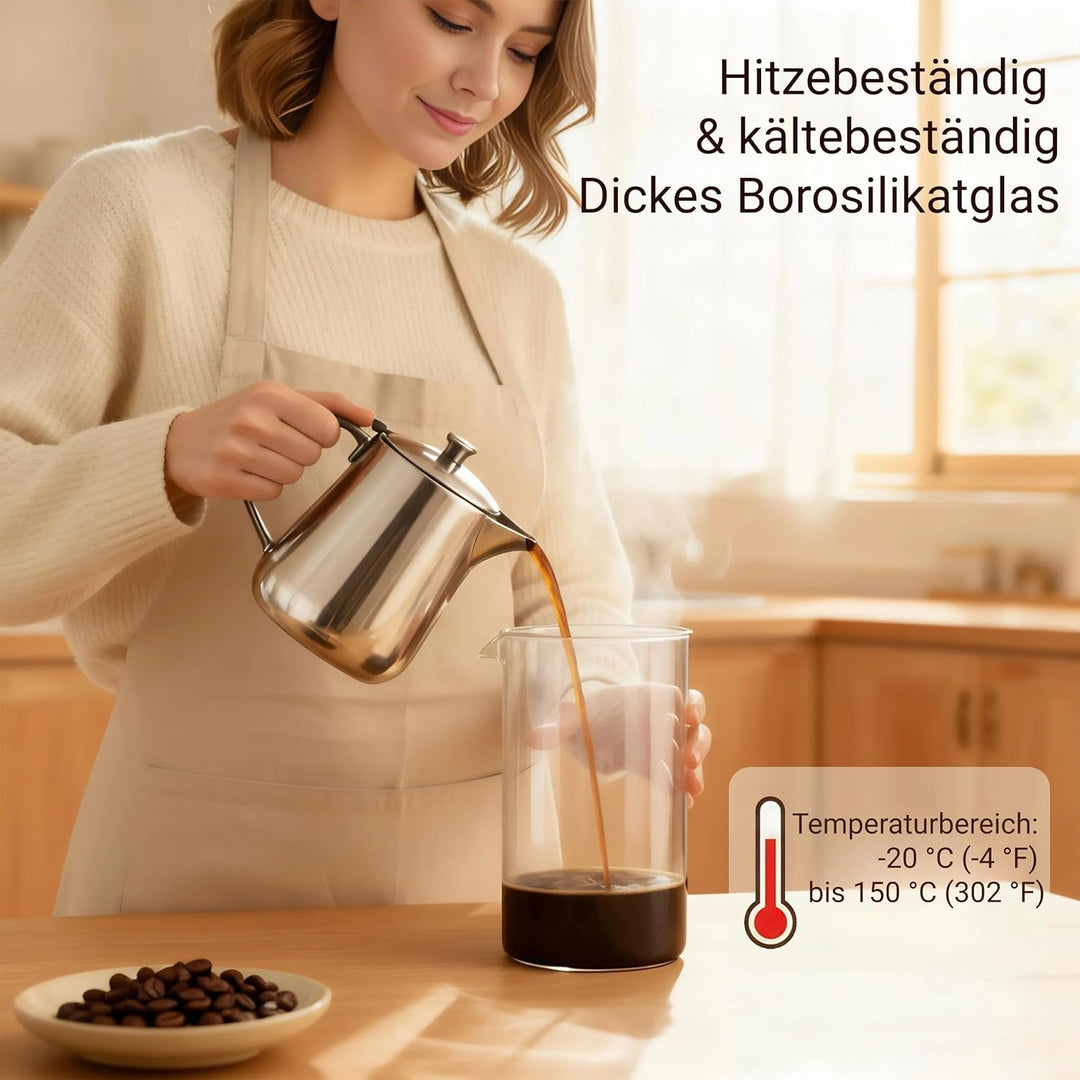 bonVIVO French Press Ersatzglas 1L für Kaffeebereiter - Ersatz Glaskanne für Kaffeepresse Kaffeezube