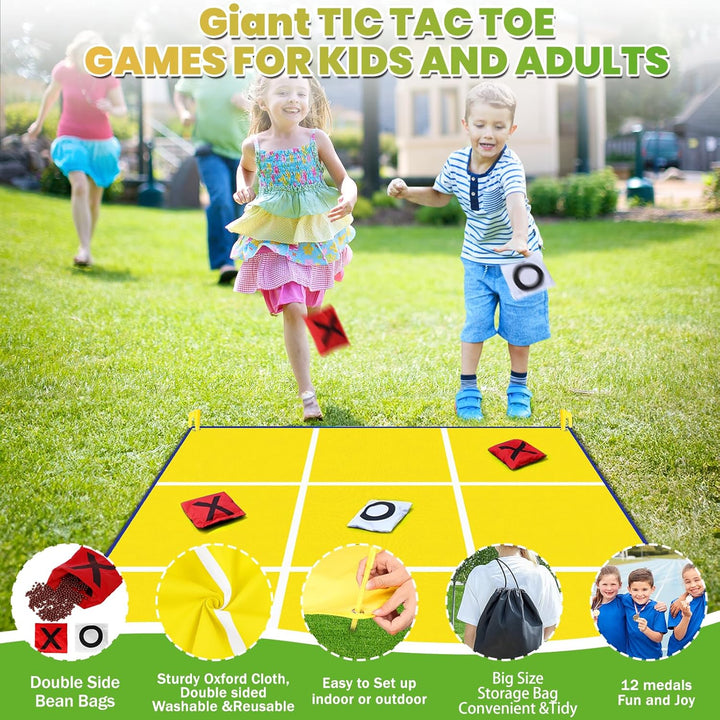 2-in-1 Riesen-Oster-Sitzsack-Wurf & grosser Tic Tac Toe Outdoor-Spiele für Kinder und Erwachsene, 1,
