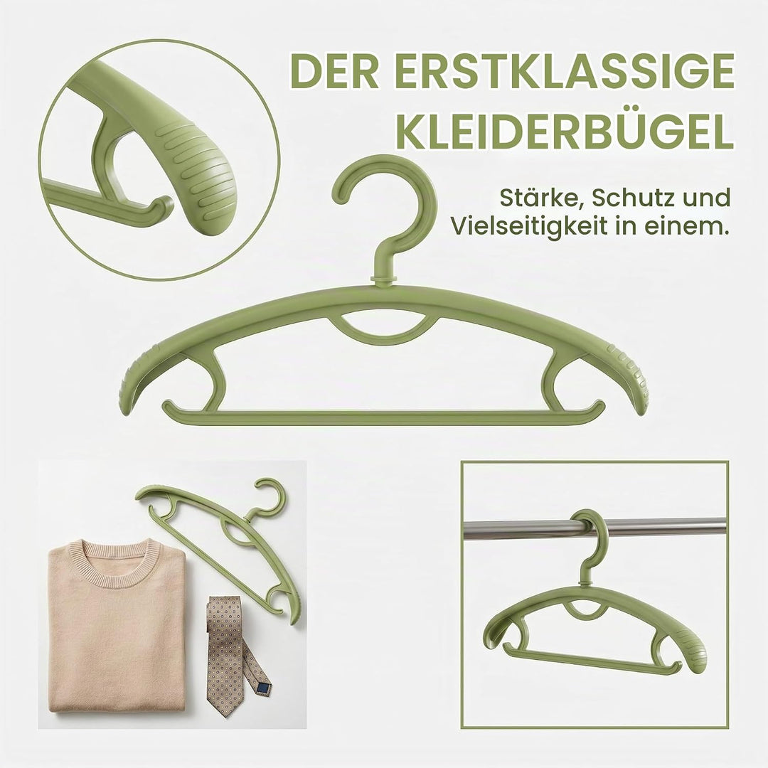 Kunststoff Kleiderbügel 10 Stück Kleiderhänger rutschfest mit Breiter Schulter 360° Drehbarer Haken