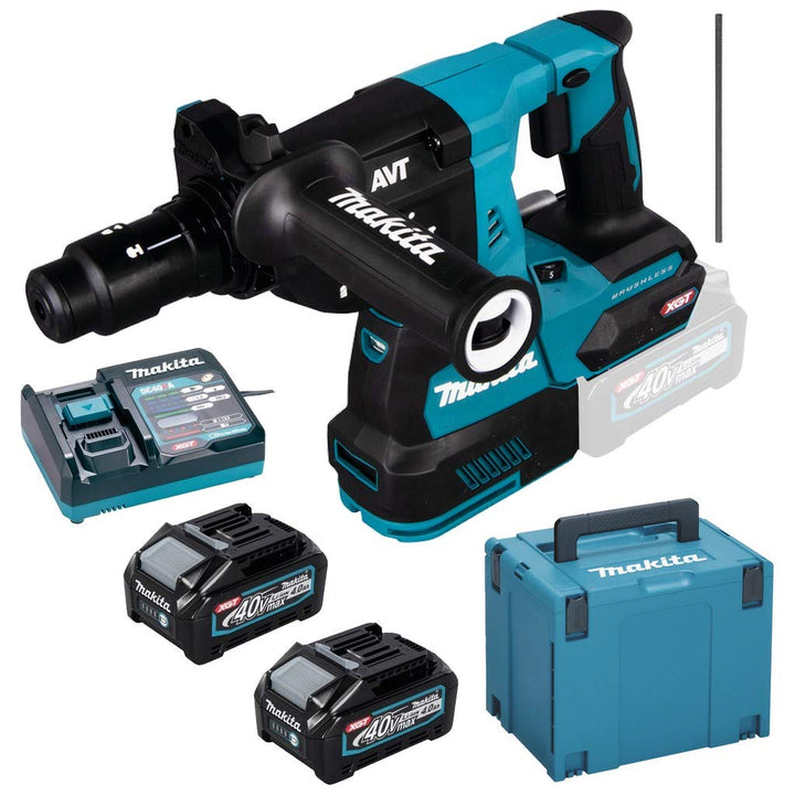 Makita HR004GM201 Akku-Kombihammer SDS-PLUS 40V max. / 4,0 Ah, 2 Akkus + Ladegerät im MAKPAC mit 2 A