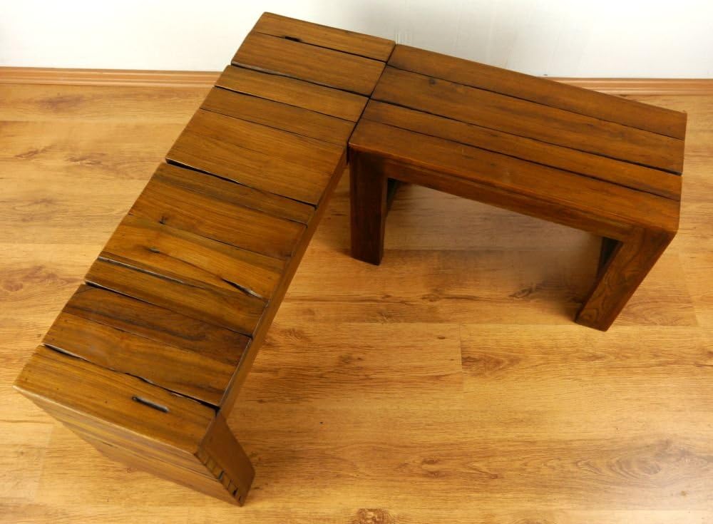 livasia Teak Eckbank, Sitzbank, Küchenbank, Holzmöbel (grosse Bank), grosse Bank