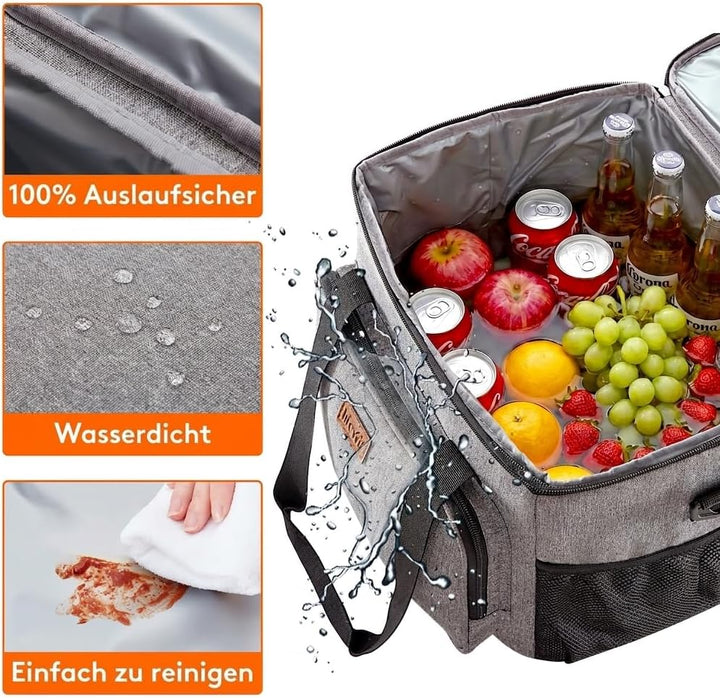 Lifewit Kühltasche klein, Isolierte Cooler Bag, Lunchtasche 32L 48 Dosen Grau 32L, Grau 32L