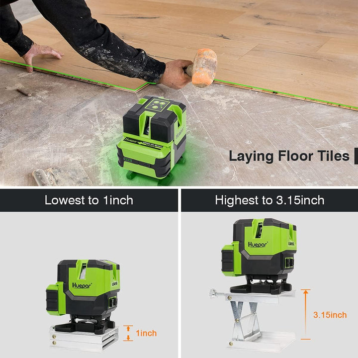 Huepar Multi-Linie Kreuzlinienlaser-4 Vertikale und eine 360° Horizontale Linien mit Lot, grünem Kre