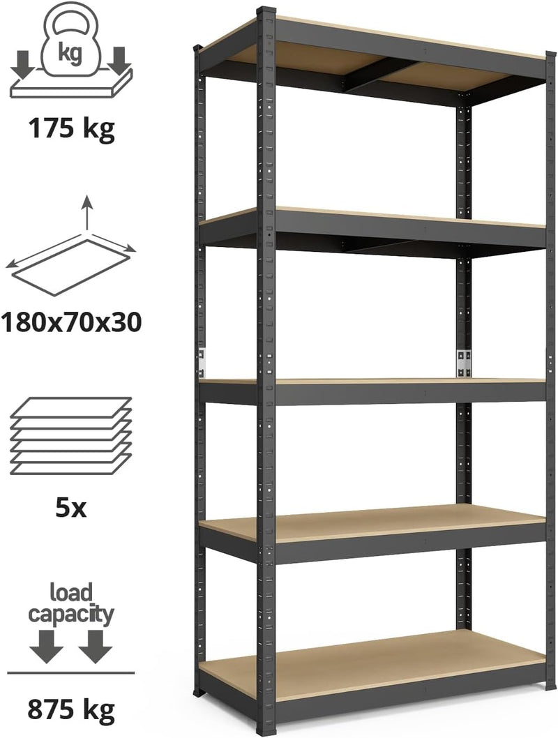 baudim - Metallregal: Flexibles Stahlregal für Lager und Keller. Robustes Steckregal mit anpassbaren