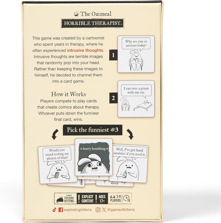 Exploding Kittens Horrible Therapist: Extra Horrible Edition by 3-8 Players - Ages 17+ - 15 Minutes