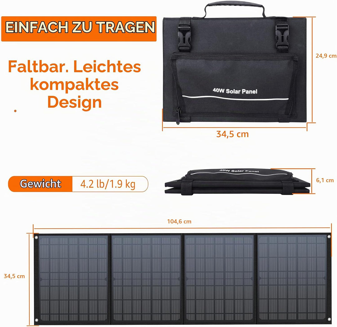 Powkey Tragbare Powerstation 26400mAh/97.68Wh mit Faltbares Solarpanel 40W, Powerbank mit Steckdose