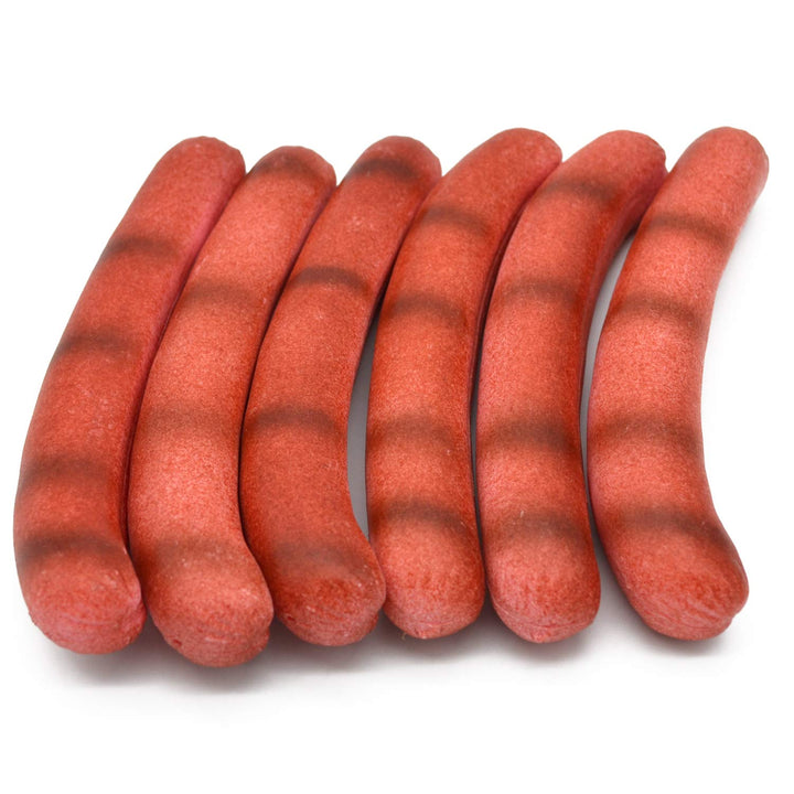 6 Bratwürstchen Attrappen aus Kunststoff Lebensmittelattrappe Fake Food Wurst Nachbildung Requisite