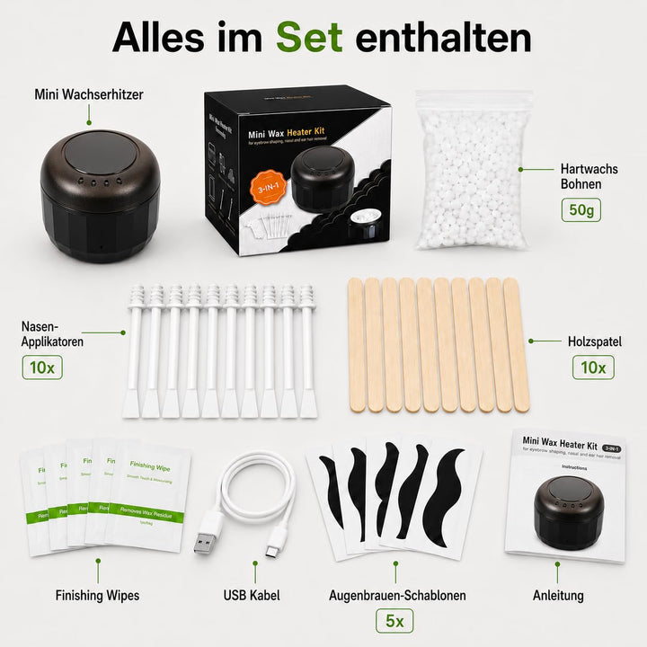 Nasenhaarentferner Wachs, Waxing Set mit Mini Wax Maschine und Nasenhaar Wachs Sticks, Wax Nasenwach