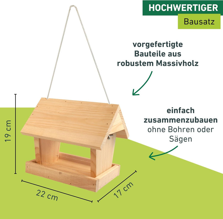 Windhager Vogelfuttersilo-Bausatz Woodpecker, Vogelhaus Futterstation, inklusive Farbset zum Bemalen