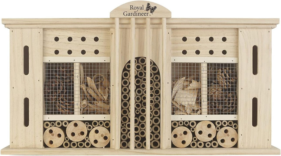 Royal Gardineer Bienenhaus: XXL-Naturholz-Insektenhotel und Nisthilfe Grand Hotel, 28 x 50 cm (Luxus