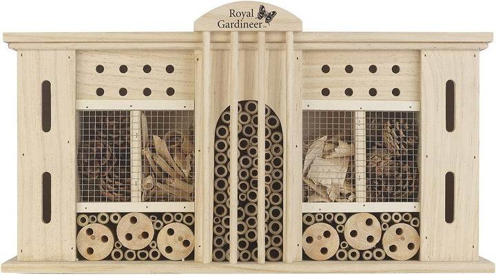 Royal Gardineer Bienenhaus: XXL-Naturholz-Insektenhotel und Nisthilfe Grand Hotel, 28 x 50 cm (Luxus