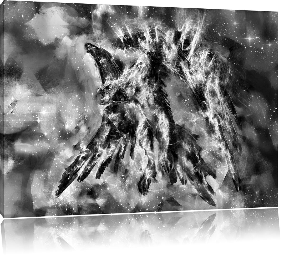 Monocrome, Feuriger Adler, Format: 100x70 auf Leinwand, XXL riesige Bilder fertig gerahmt mit Keilra