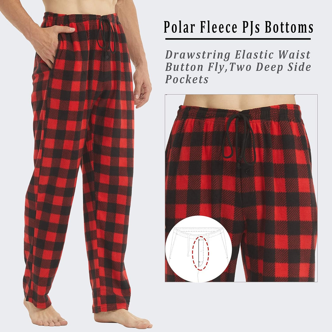 YUSHOW 2er Pack Schlafanzughose Herren Lang Fleece Karierte Pyjamahose Winter Warm Pyjama Hose Soft