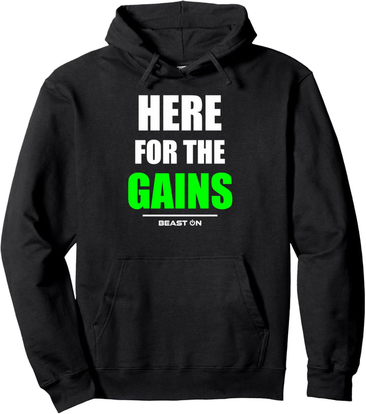 Here for the Gains Bodybuilding Gym Fitness Training Workout Pullover Hoodie