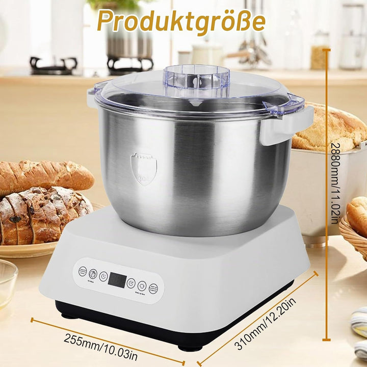 Edelstahl Teigmehl Mixer, 7L Teigknetmaschine mit Fermentierungsfunktion, Edelstahl Teigmaschine mit