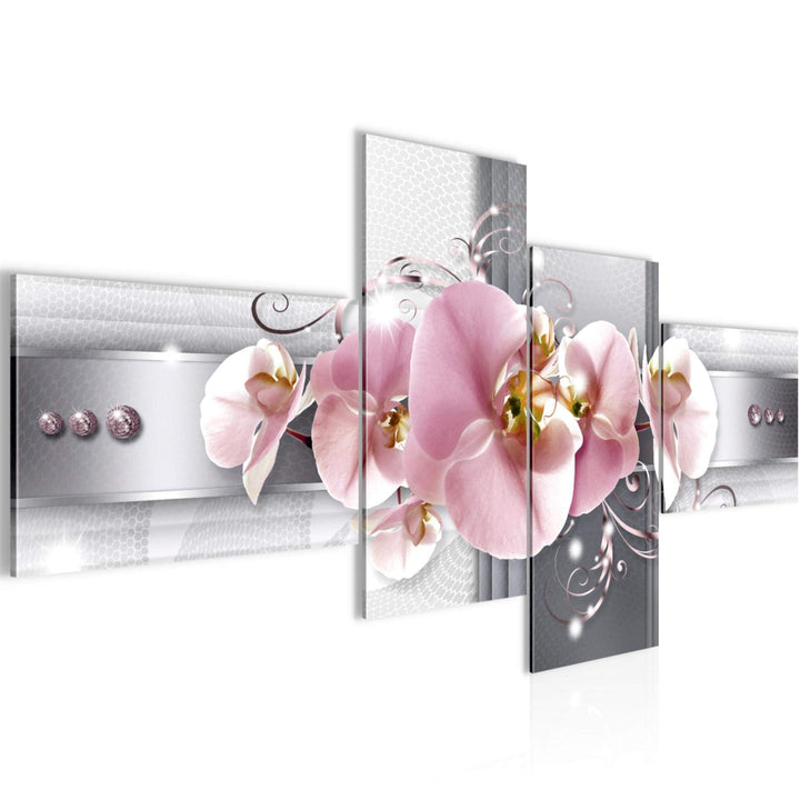 Runa Art Bild XXL 4 Teilig Blumen Orchidee 200 x 100 cm Kunstdruck auf Vlies Leinwand Wanddeko Wohnz