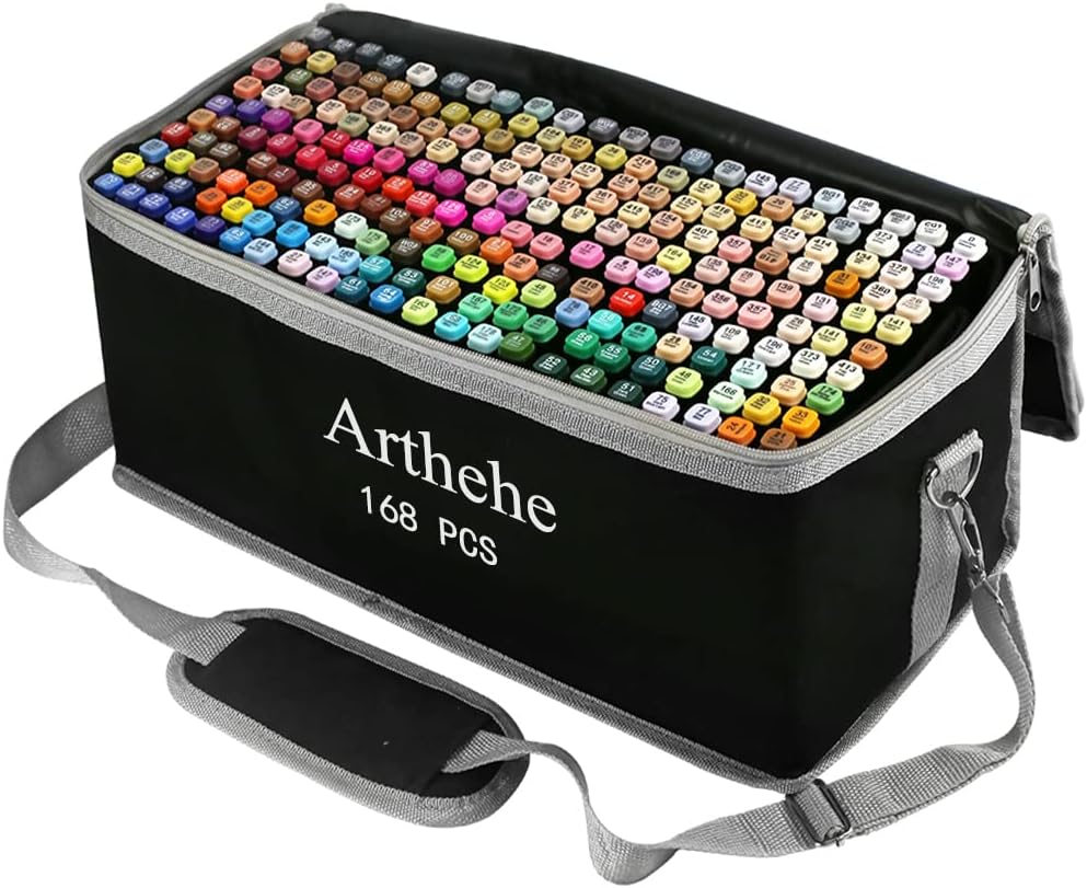 168 Farben Graffiti Stifte +2 Nr. 0 Farbmischstifte,ARTHEHE Twin Tip Marker Stifte Set für Manga Des